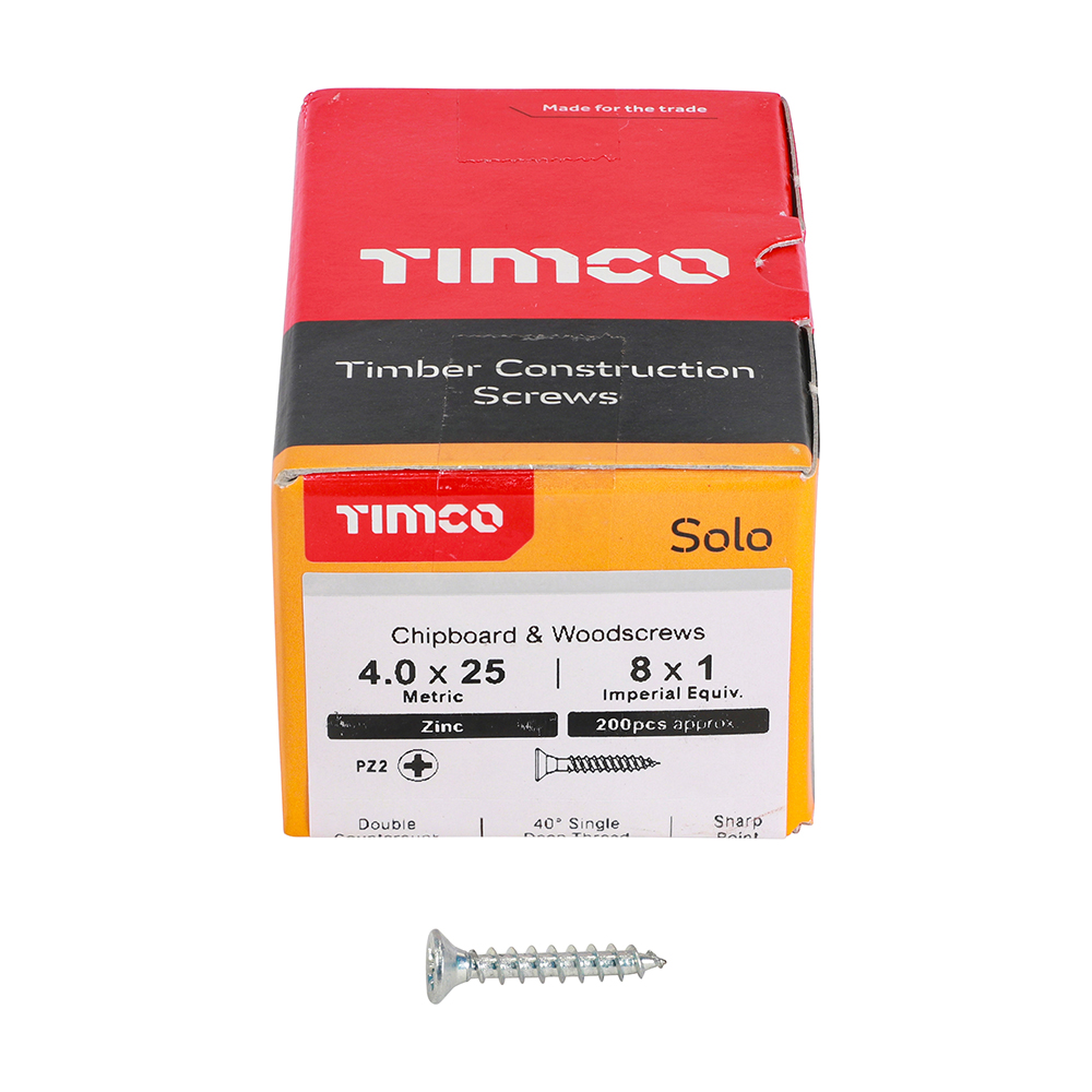 Solo Woodscrew PZ2 CSK Zinc - Image 3
