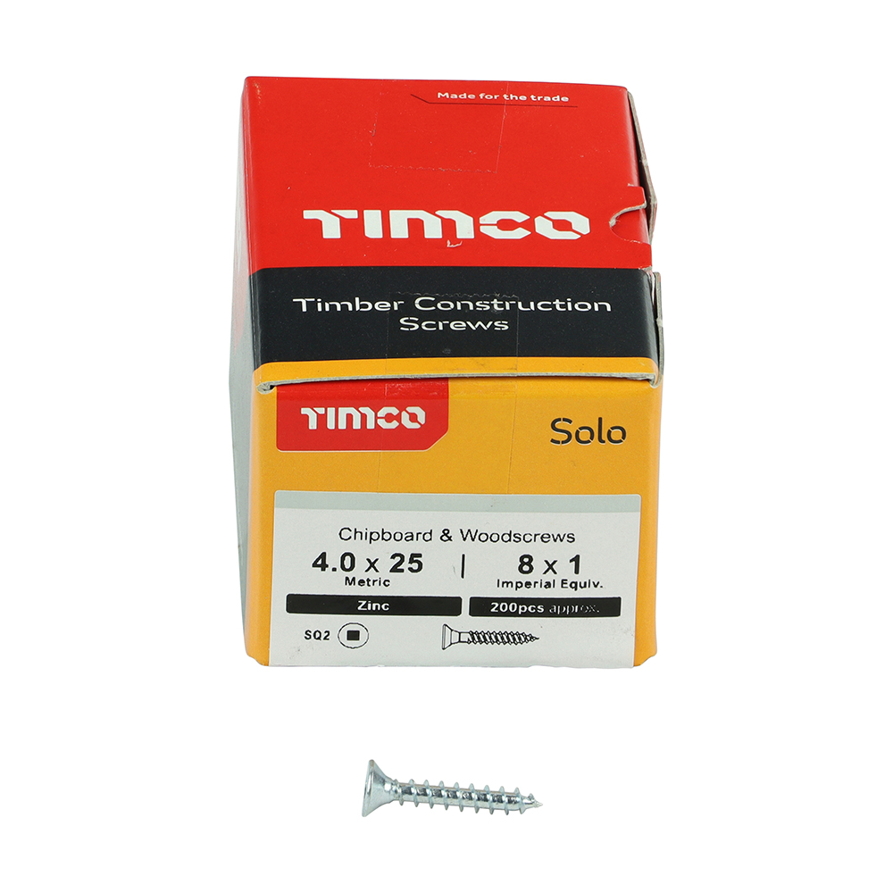 Solo Woodscrew SQ2 CSK Zinc - Image 3