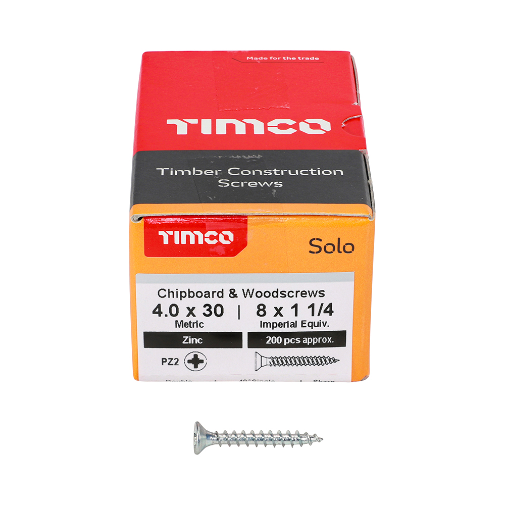 Solo Woodscrew PZ2 CSK Zinc - Image 3