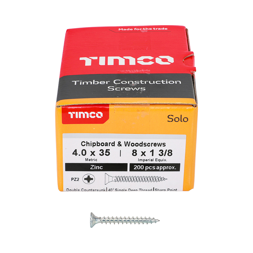 Solo Woodscrew PZ2 CSK Zinc - Image 3