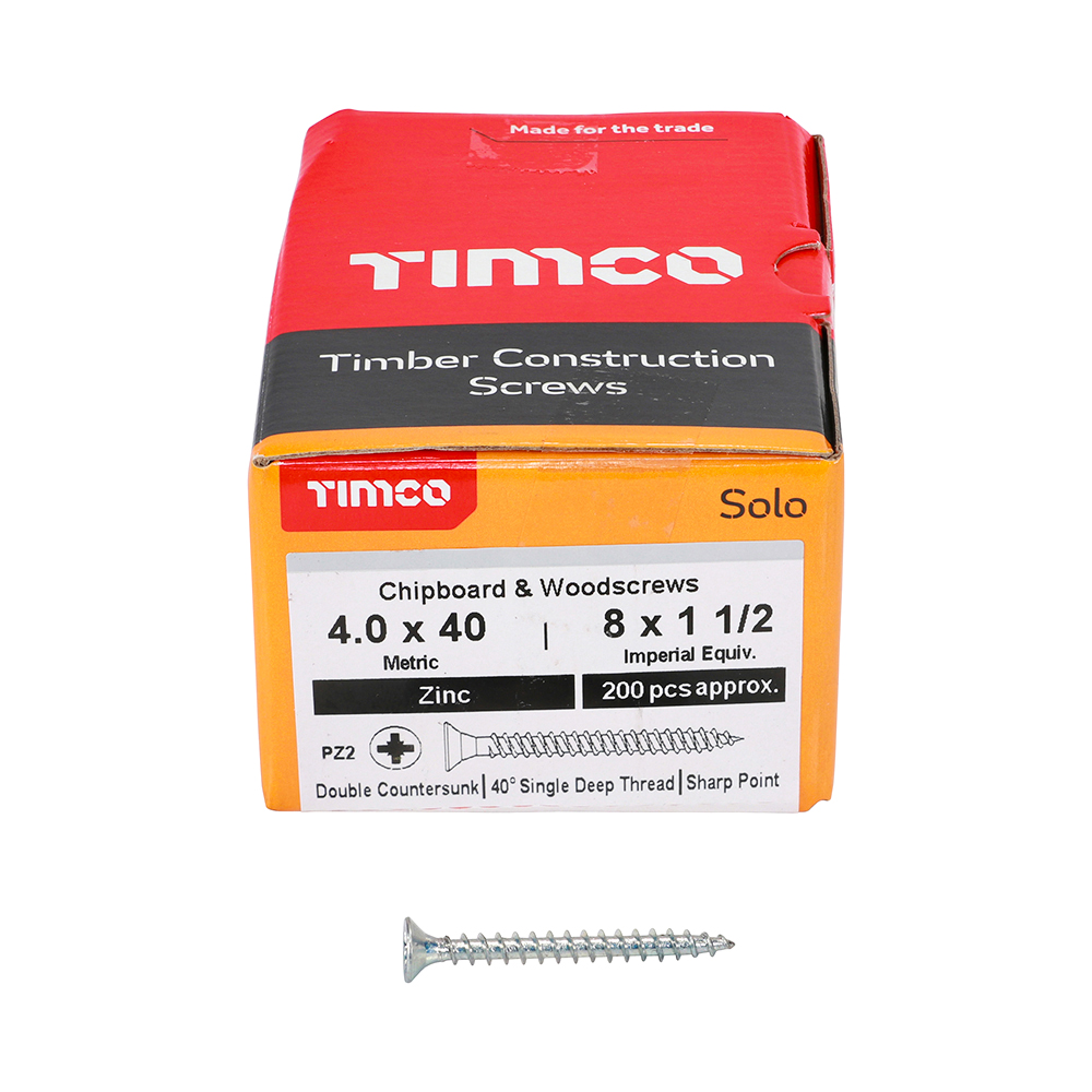 Solo Woodscrew PZ2 CSK Zinc - Image 3