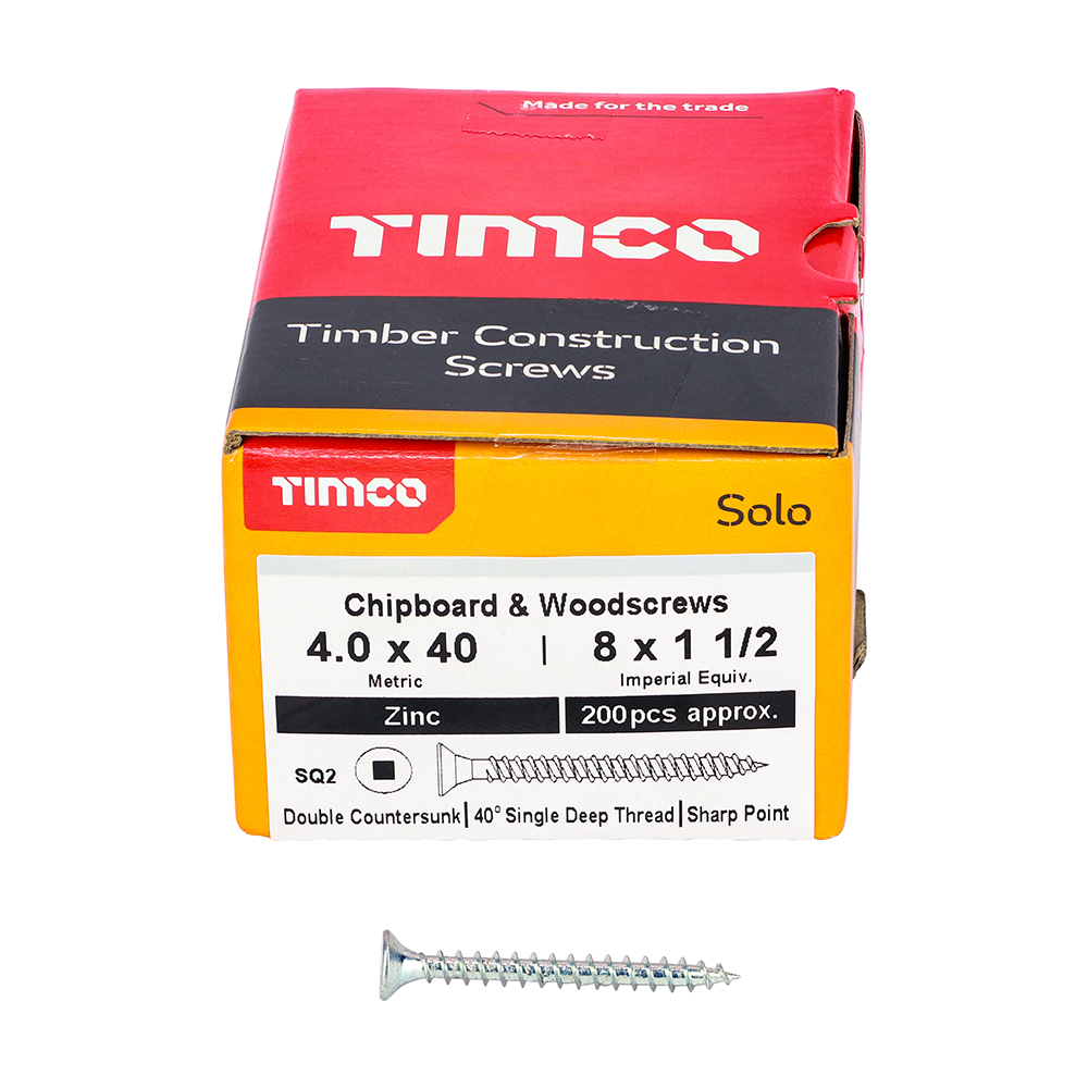 Solo Woodscrew SQ2 CSK Zinc - Image 3