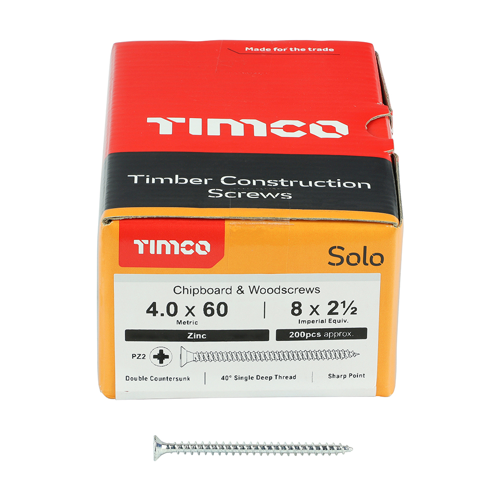 Solo Woodscrew PZ2 CSK Zinc - Image 3