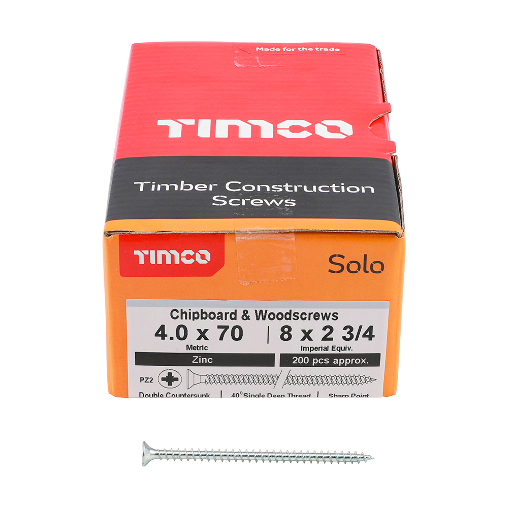 Solo Woodscrew PZ2 CSK Zinc - Image 3