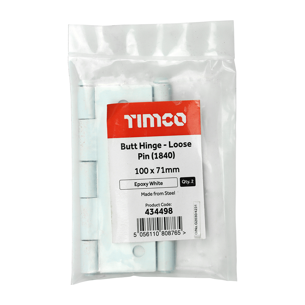 Butt Hinge Loose Pin WHITE - Image 2