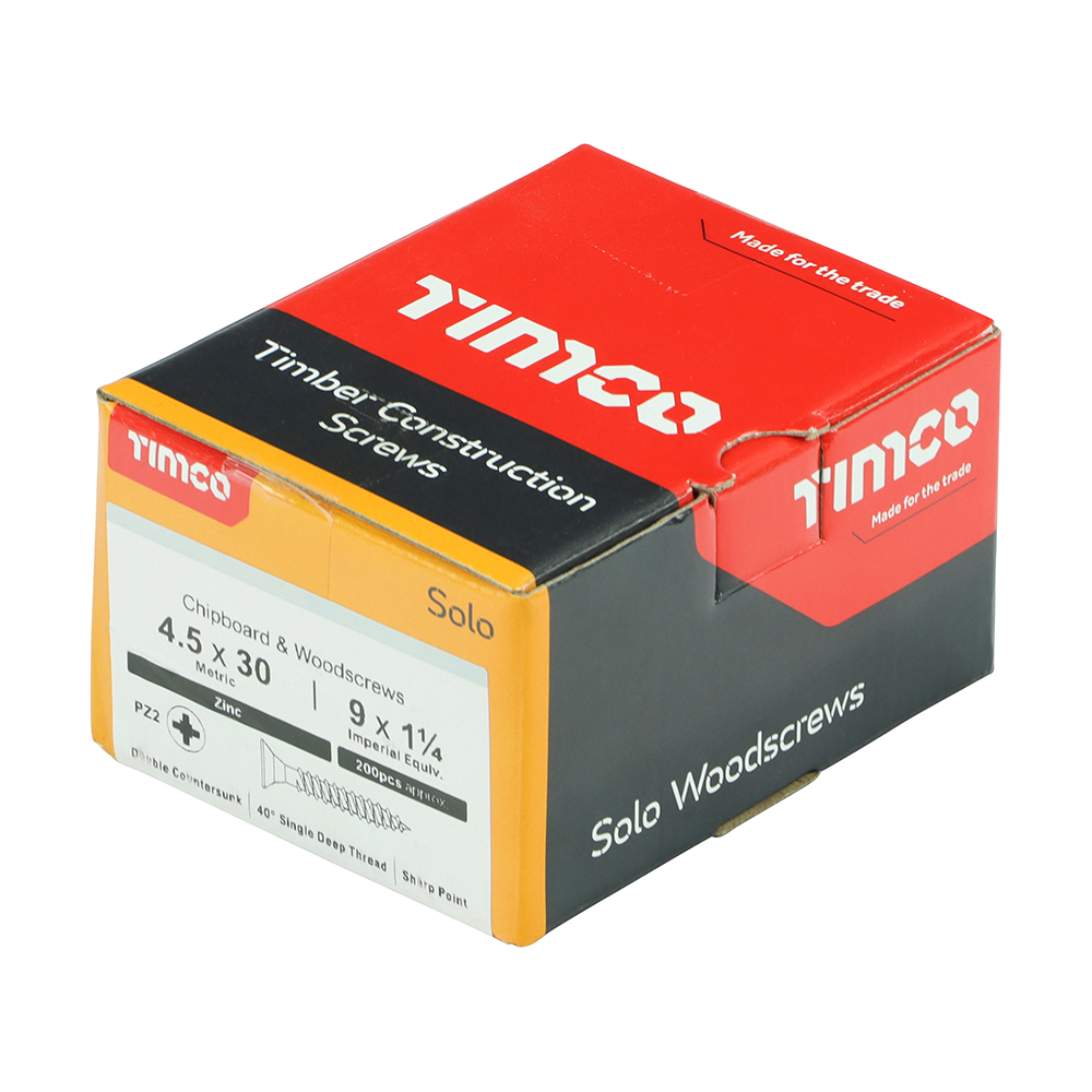 Solo Woodscrew PZ2 CSK Zinc - Image 2