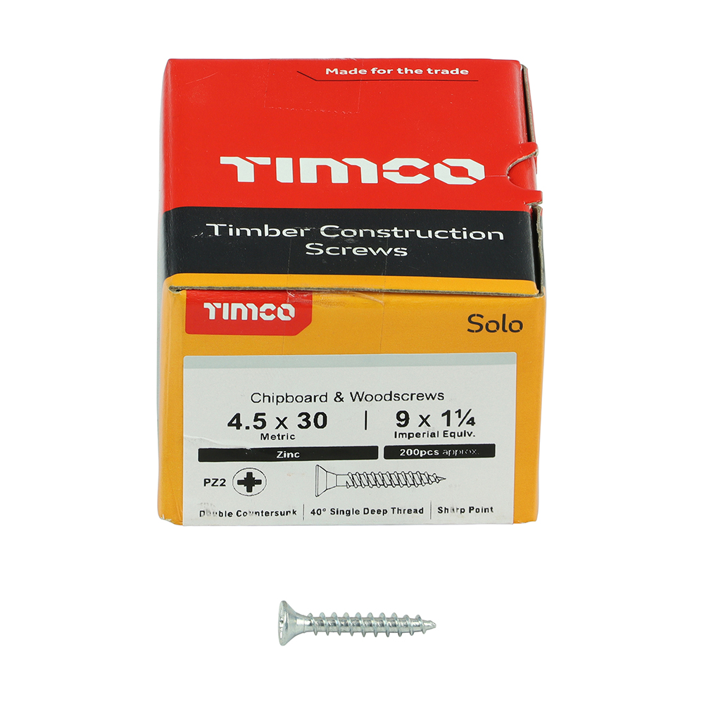 Solo Woodscrew PZ2 CSK Zinc - Image 3