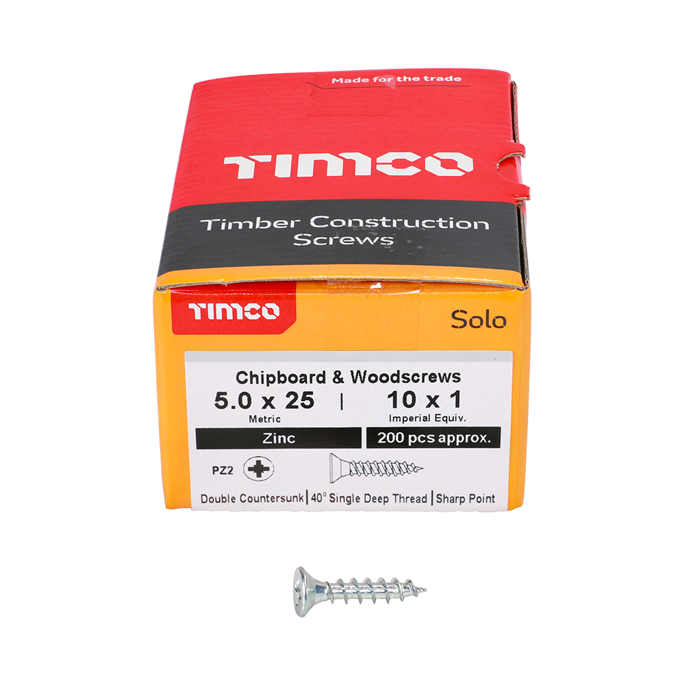 Solo Woodscrew PZ2 CSK Zinc - Image 3