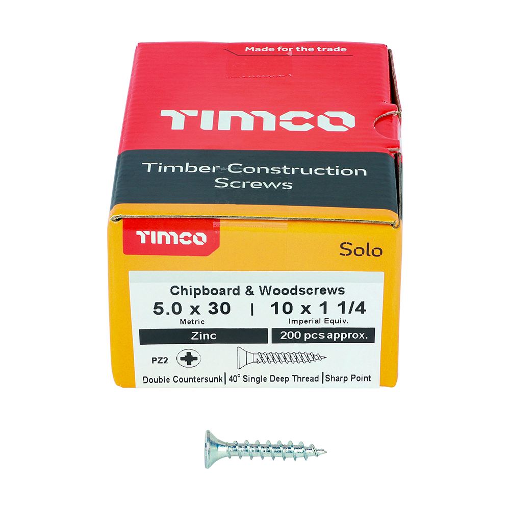 Solo Woodscrew PZ2 CSK Zinc - Image 3