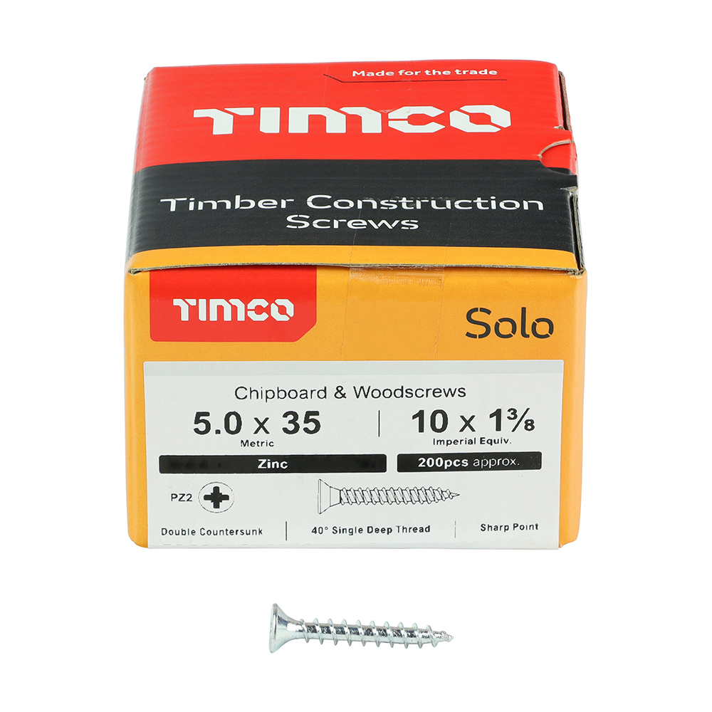 Solo Woodscrew PZ2 CSK Zinc - Image 3