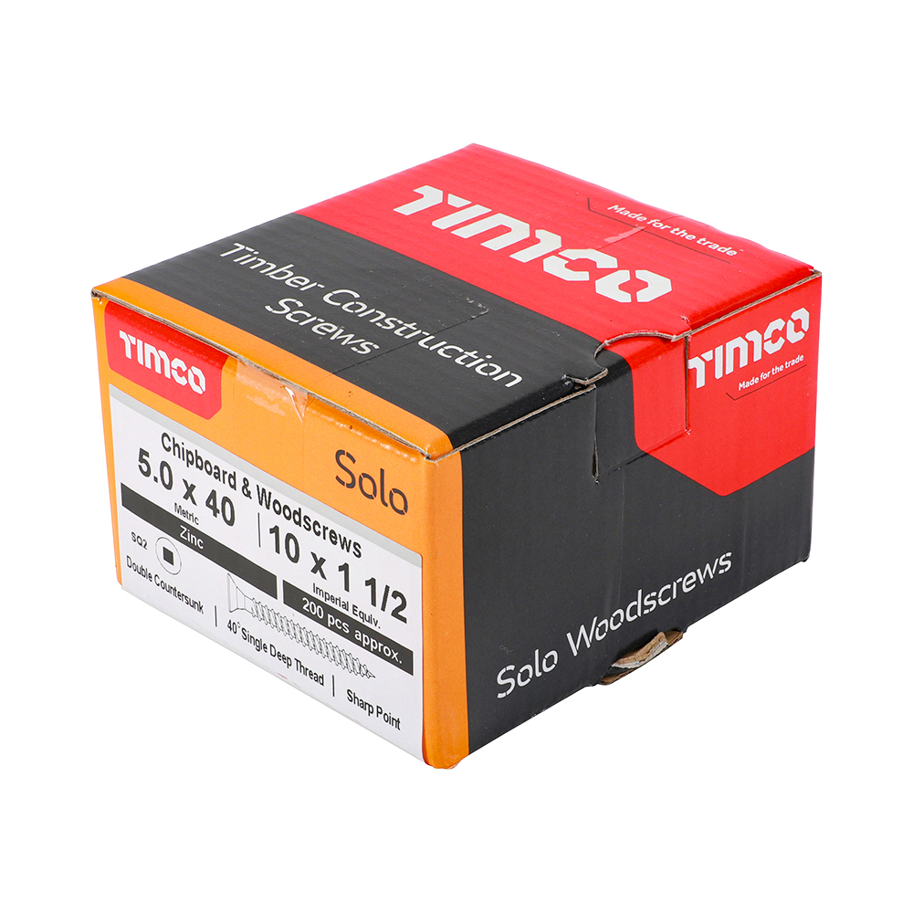 Solo Woodscrew SQ2 CSK Zinc - Image 2