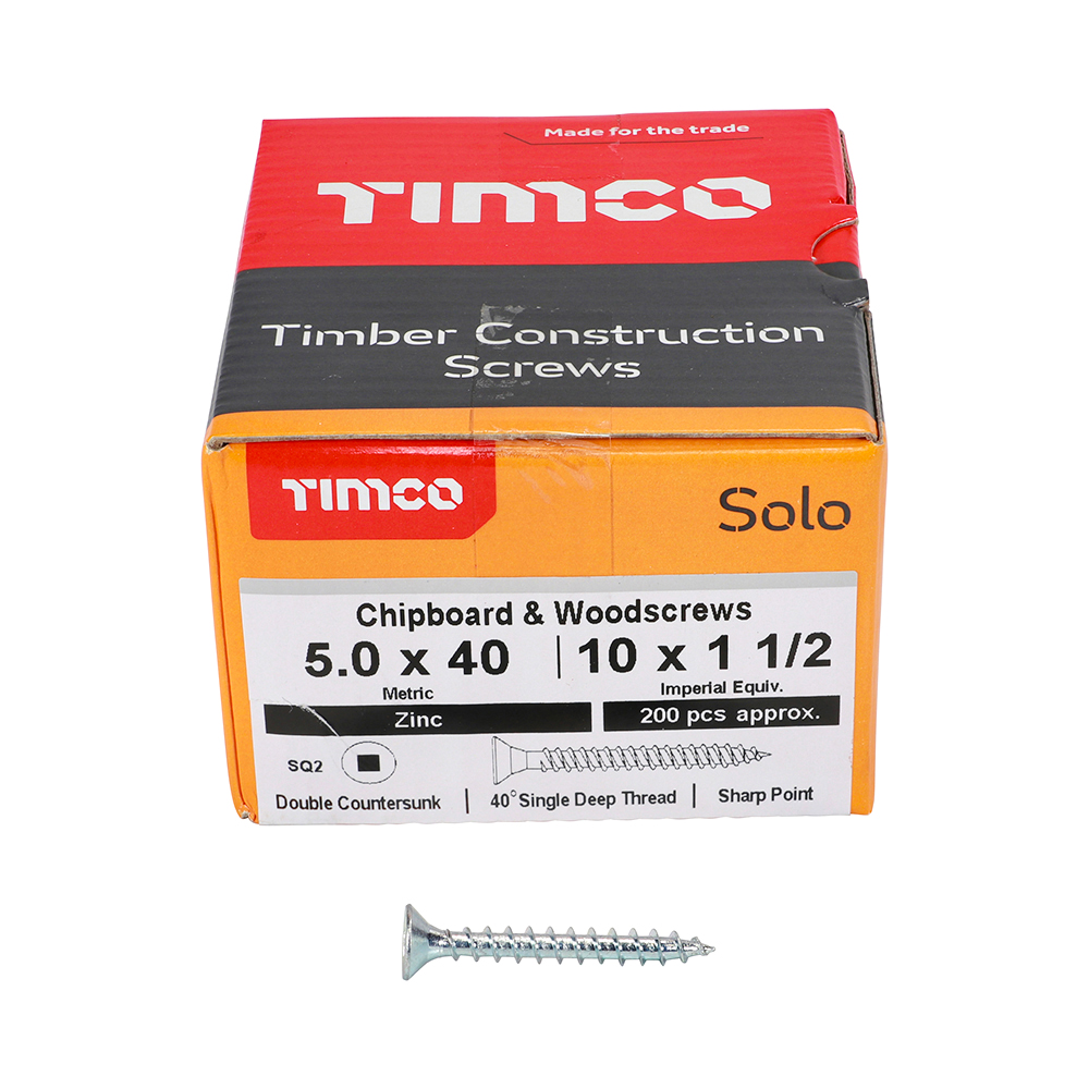 Solo Woodscrew SQ2 CSK Zinc - Image 3