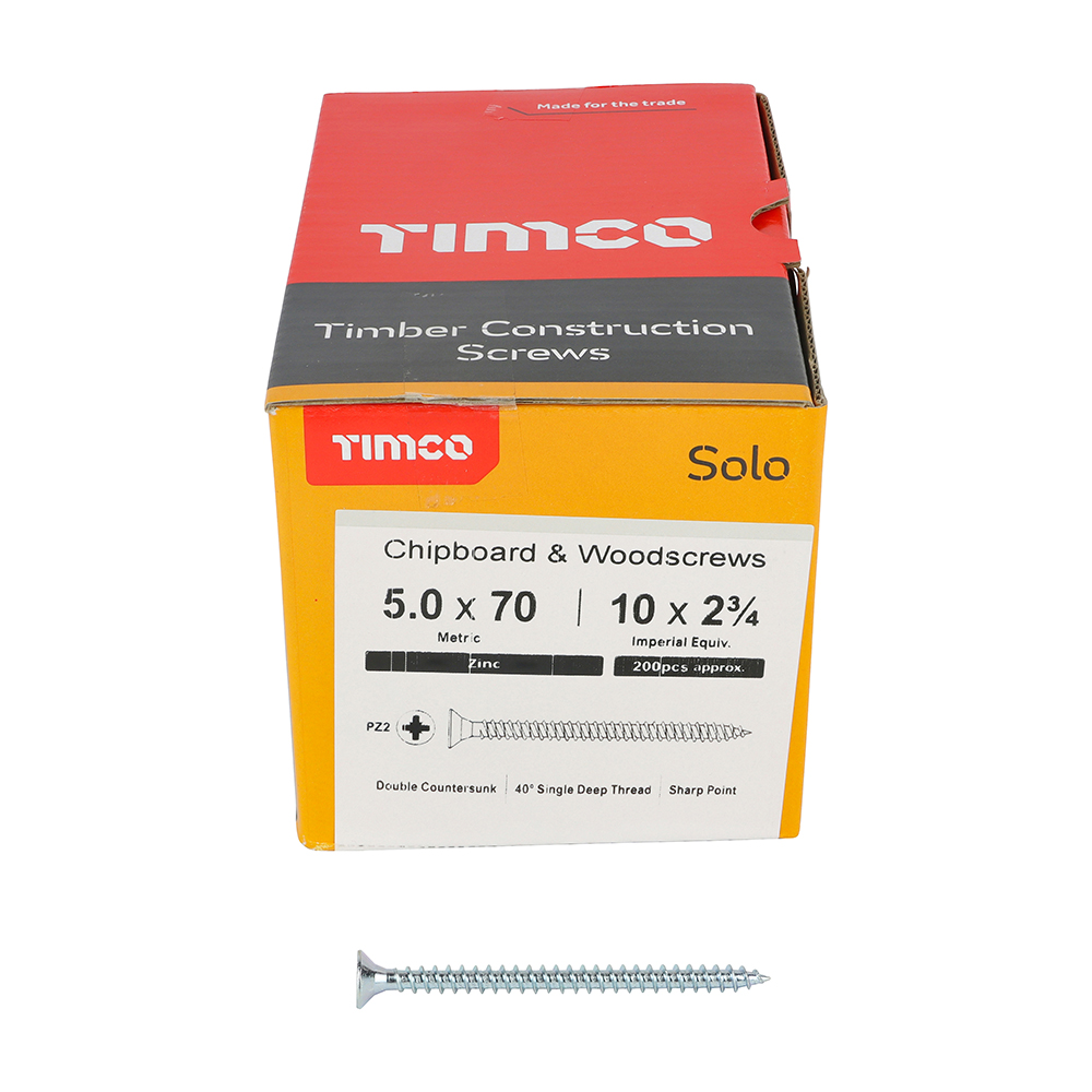 Solo Woodscrew PZ2 CSK Zinc - Image 3