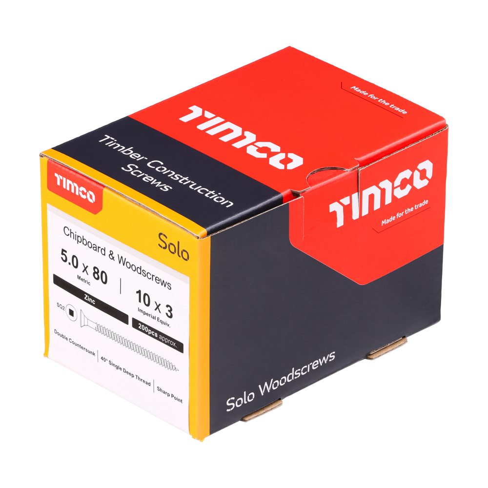 Solo Woodscrew SQ2 CSK Zinc - Image 2