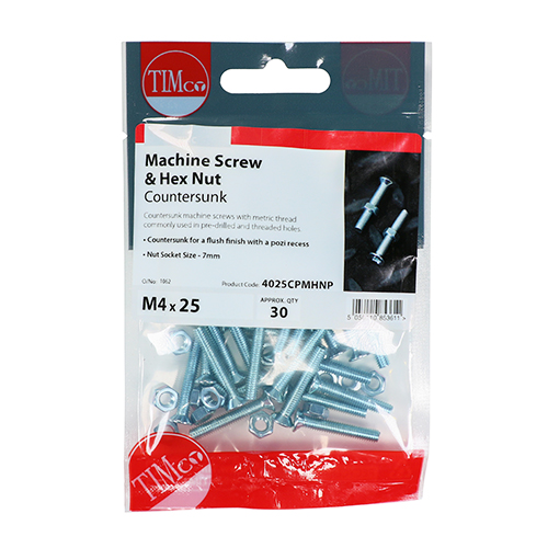 Machine Screw & Nut CSK - BZP - Image 2