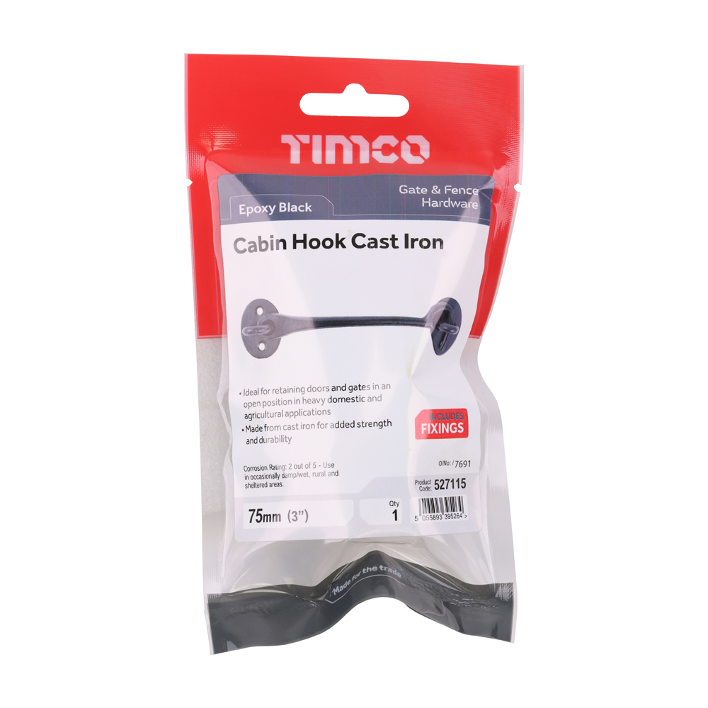 Cabin Hook Cast Iron Black - Image 2