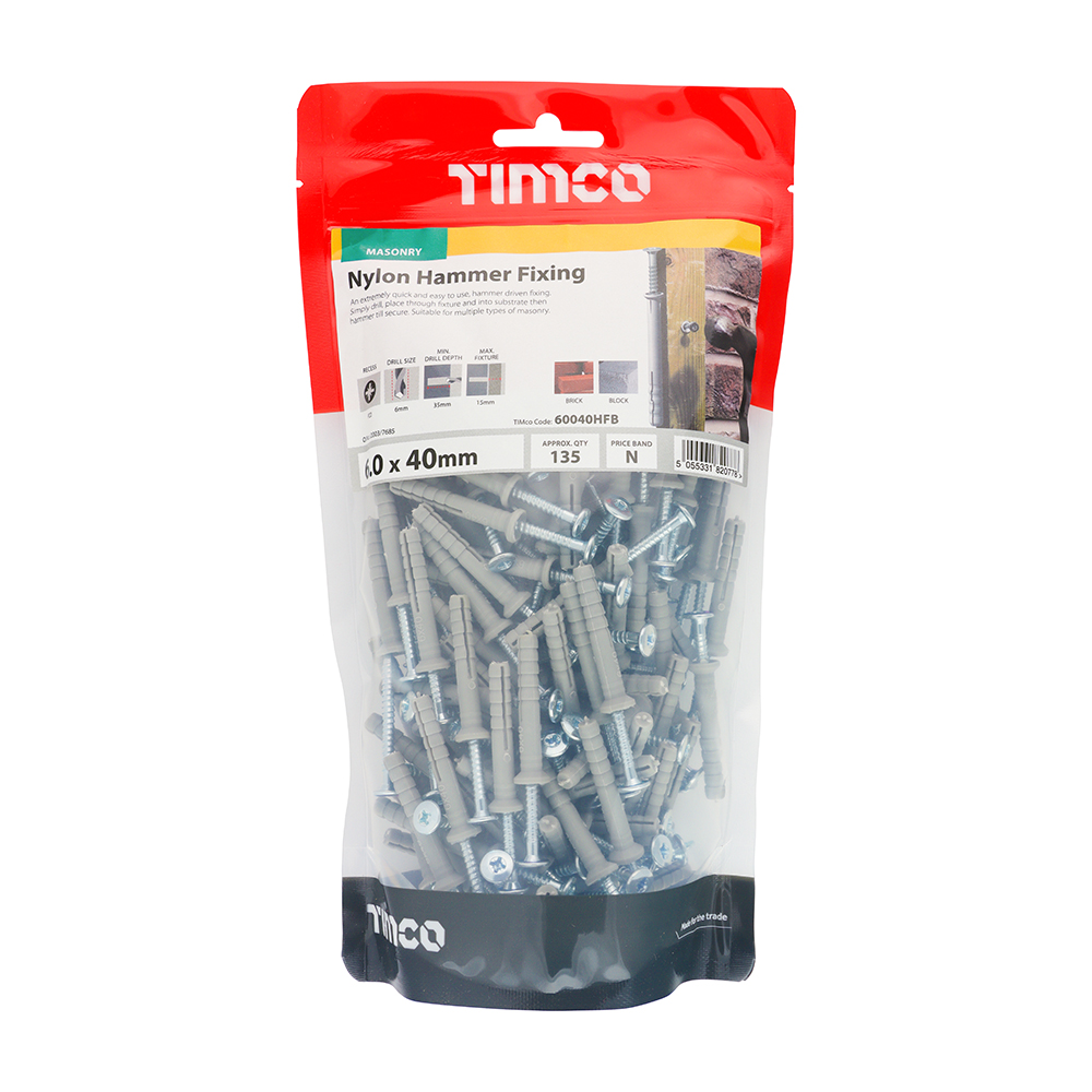 Nylon Hammer Fixing - BZP - Image 2