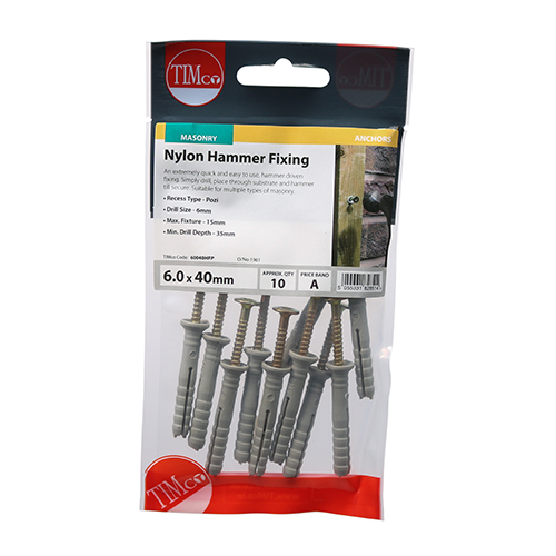 Nylon Hammer Fixing - BZP - Image 2