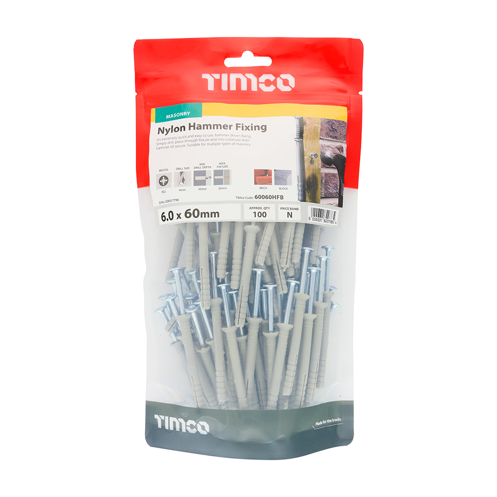 Nylon Hammer Fixing - BZP - Image 2