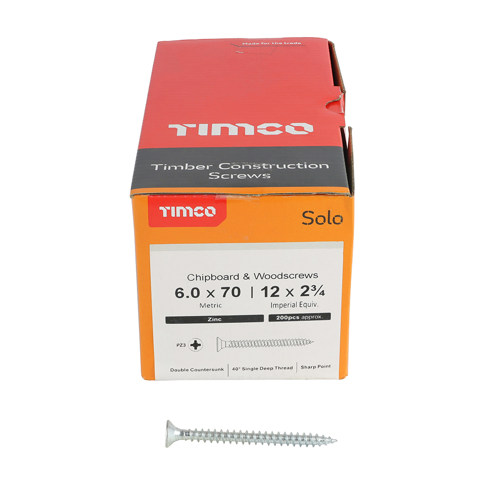 Solo Woodscrew PZ3 CSK Zinc - Image 3