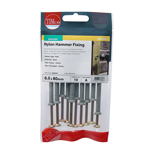 Nylon Hammer Fixing - BZP - Image 2