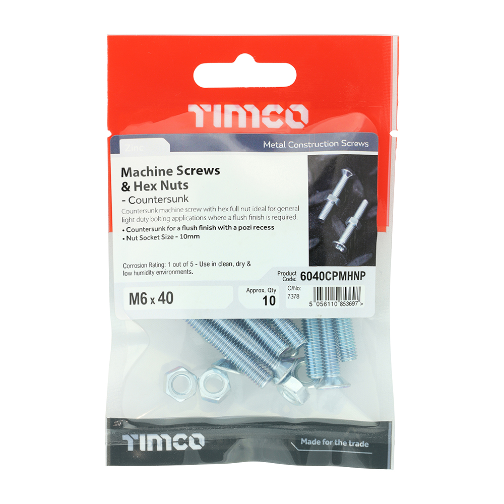Machine Screw & Nut CSK - BZP - Image 2