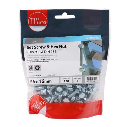 Set Screw & Hex Nut - BZP - Image 2