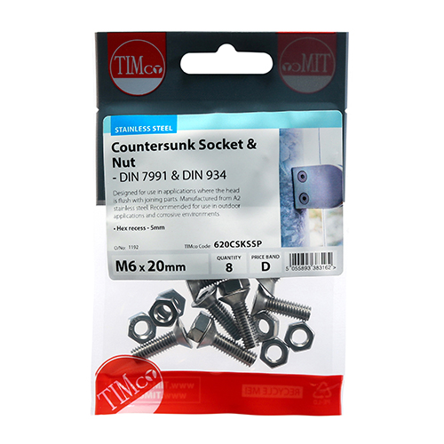 CSK Socket & Nut - A2 SS - Image 2