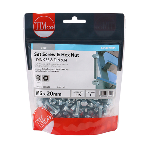 Set Screw & Hex Nut - BZP - Image 2