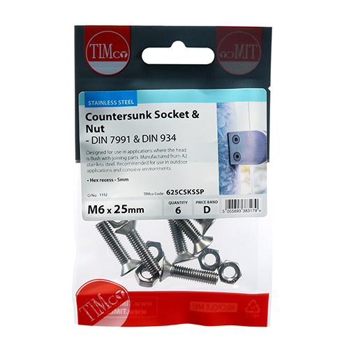 CSK Socket & Nut - A2 SS - Image 2