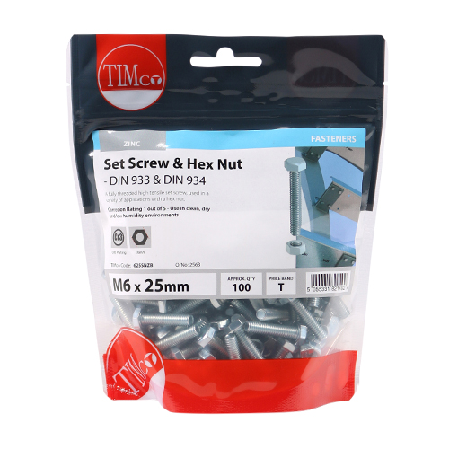 Set Screw & Hex Nut - BZP - Image 2
