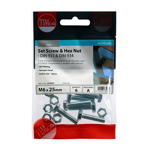 Set Screw & Hex Nut - BZP - Image 2