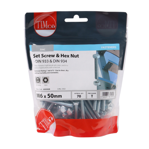 Set Screw & Hex Nut - BZP - Image 2