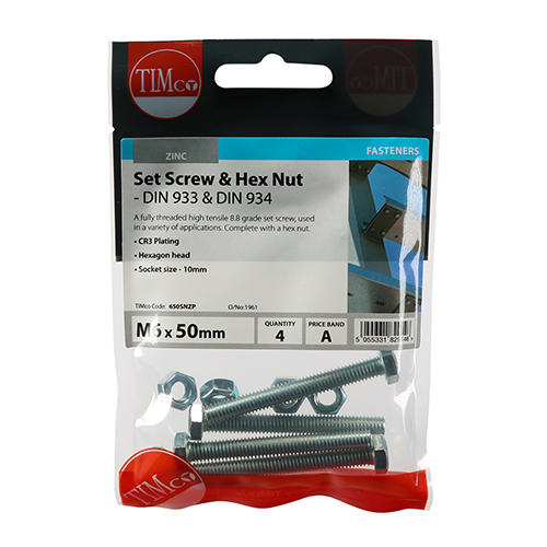Set Screw & Hex Nut - BZP - Image 2