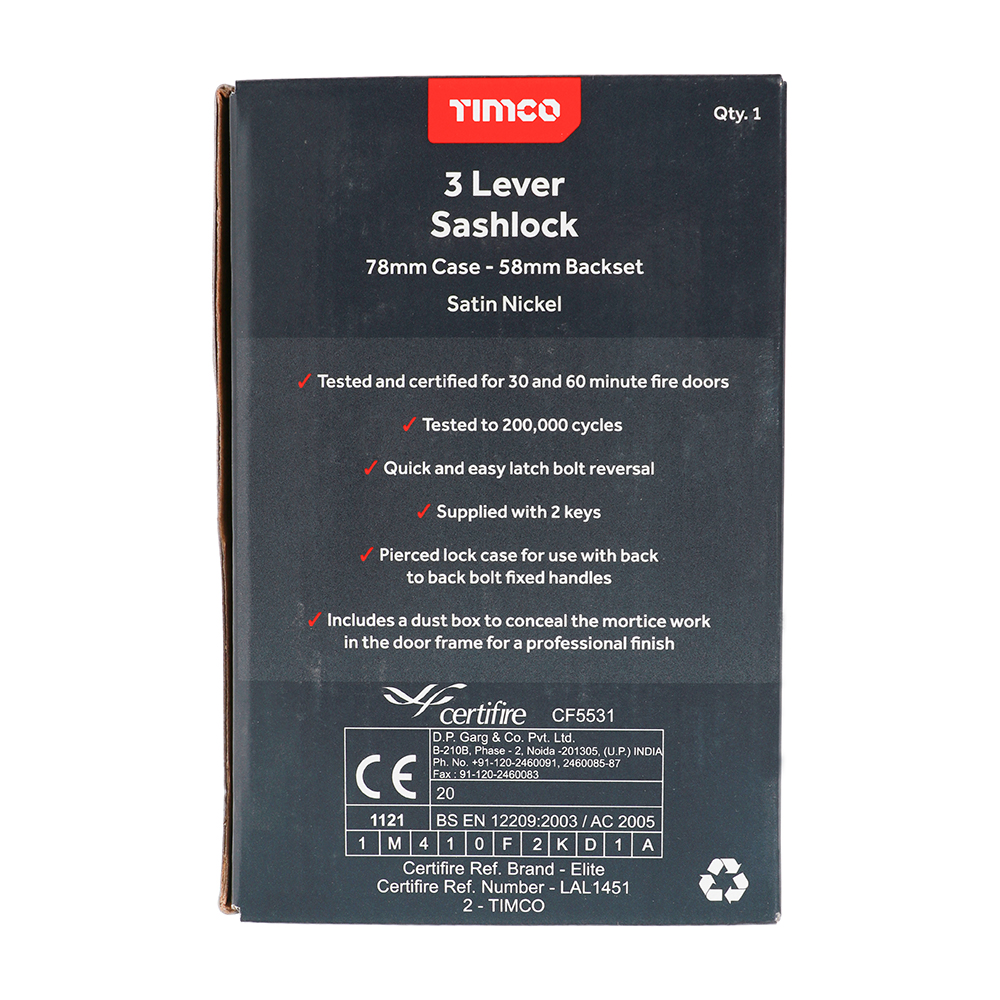 3 Lever Sashlock Sat. Nickel - Image 3