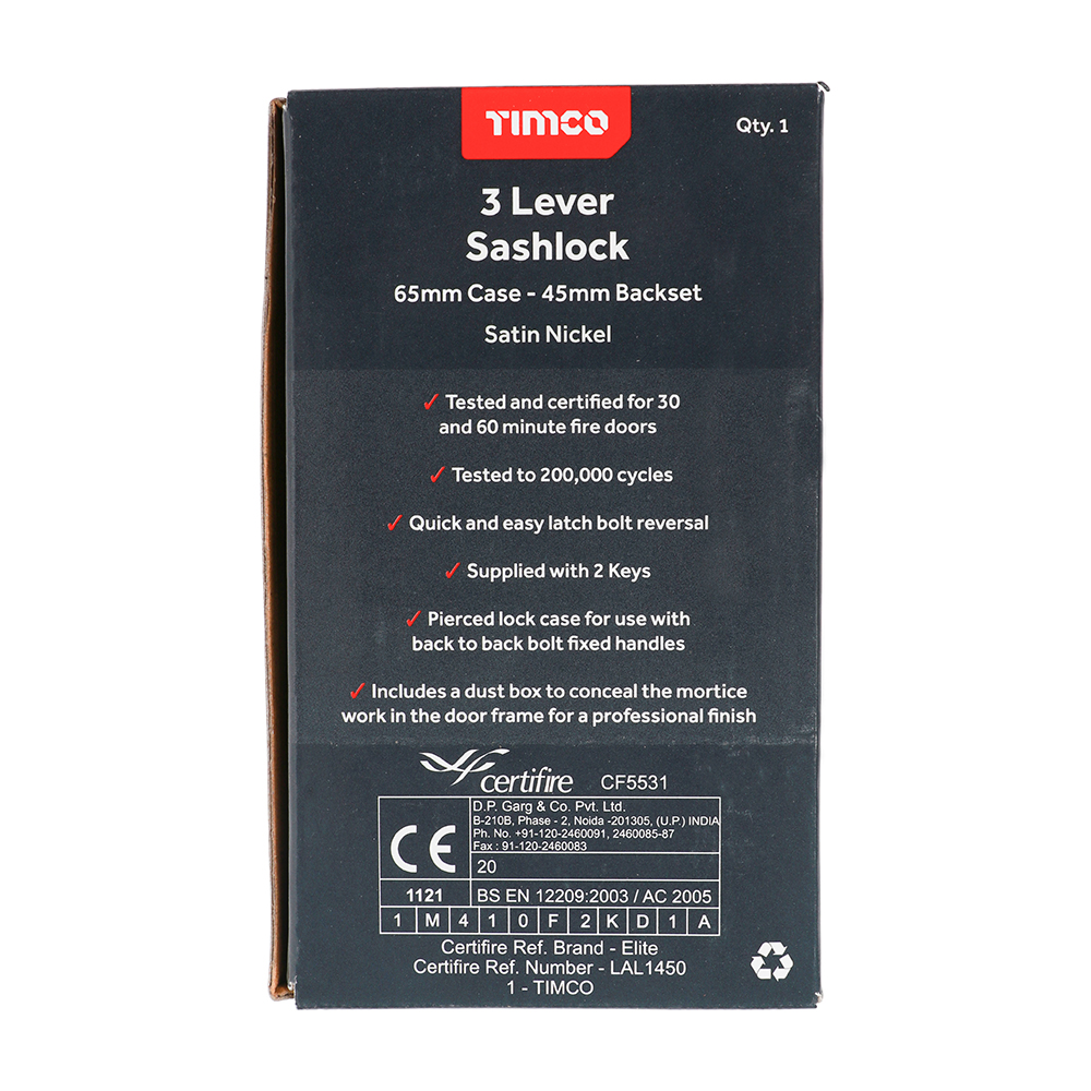 3 Lever Sashlock Sat. Nickel - Image 3