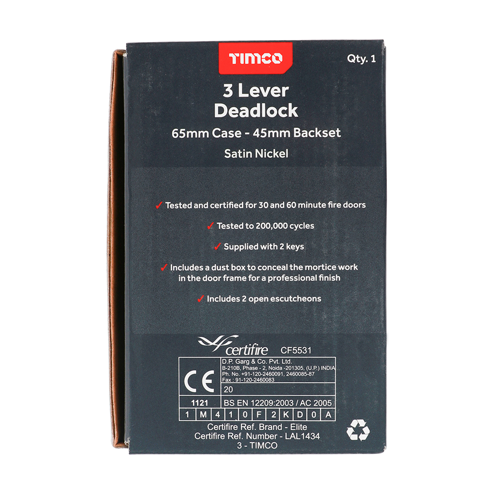3 Lever Deadlock Sat. Nickel - Image 3