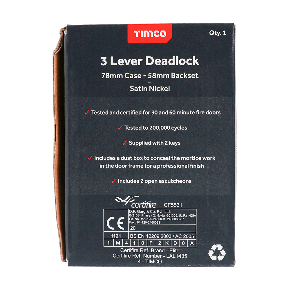 3 Lever Deadlock Sat. Nickel - Image 3