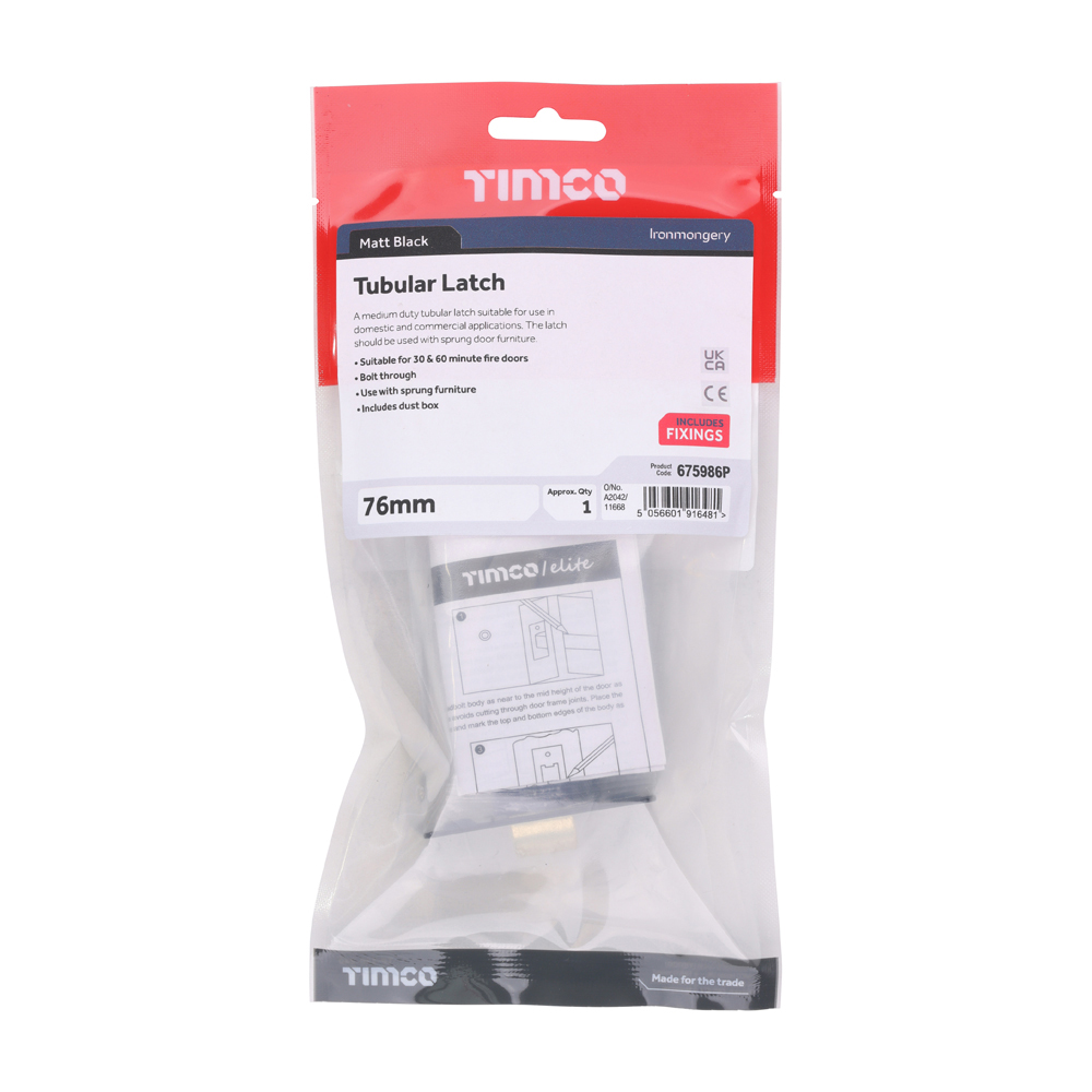 Tubular Latch Matt Black - Image 2