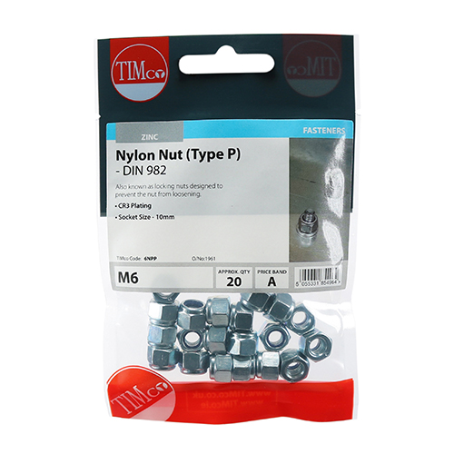Nylon Nut Type P DIN 982 BZP - Image 2