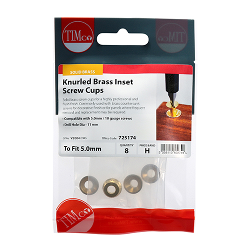 Knurled Brass Inset Screw Cups - Image 2