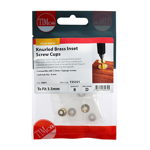 Knurled Brass Inset Screw Cups - Image 2