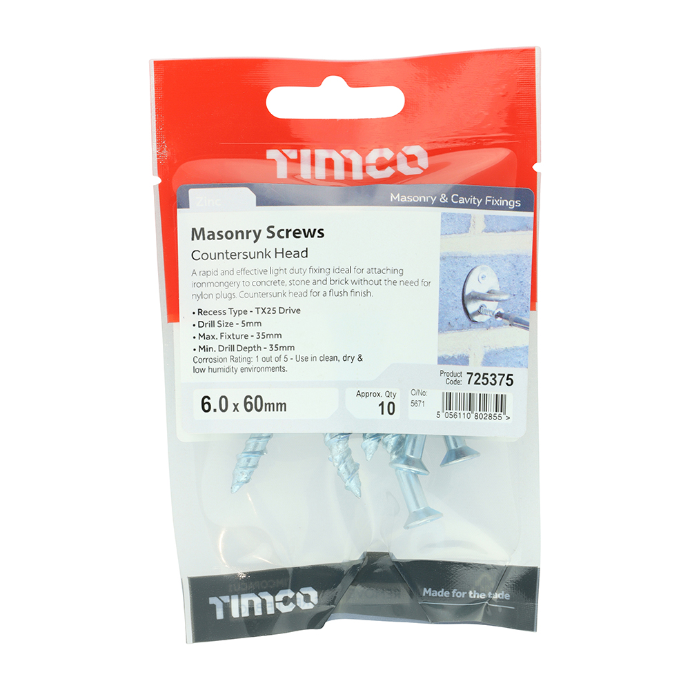 Multi-Fix Masonry Screw - CSK - Image 2