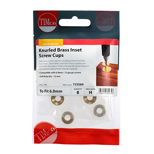 Knurled Brass Inset Screw Cups - Image 2