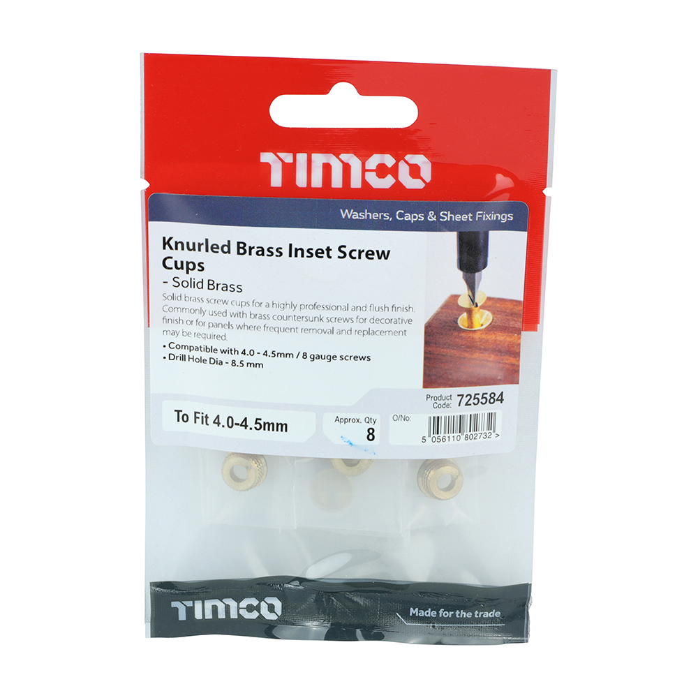 Knurled Brass Inset Screw Cups - Image 2