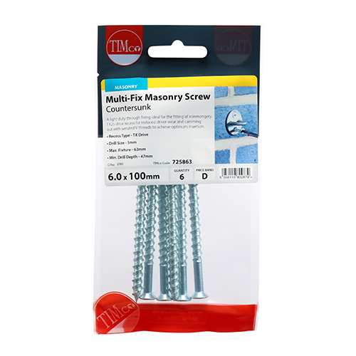 Multi-Fix Masonry Screw - CSK - Image 2