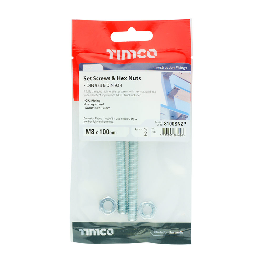 Set Screw & Hex Nut - BZP - Image 2
