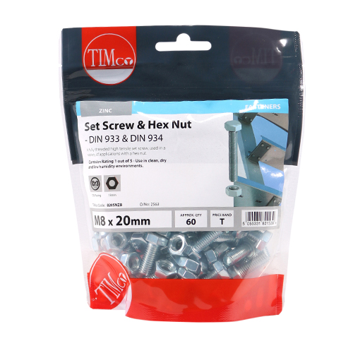 Set Screw & Hex Nut - BZP - Image 2