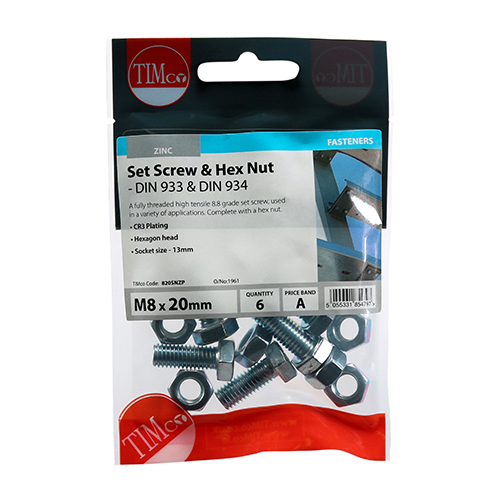 Set Screw & Hex Nut - BZP - Image 2