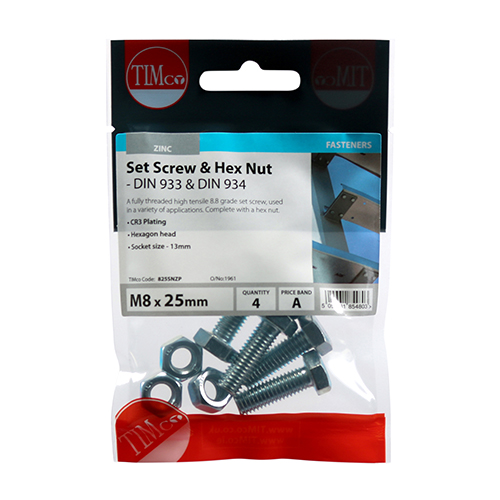 Set Screw & Hex Nut - BZP - Image 2